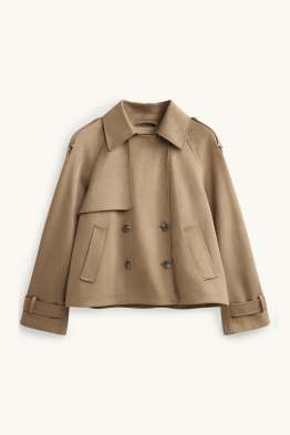 Cropped trench coat - faux suede