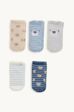 Multipack 5er - Bärchen - Baby-Socken mit Motiv - gestreift