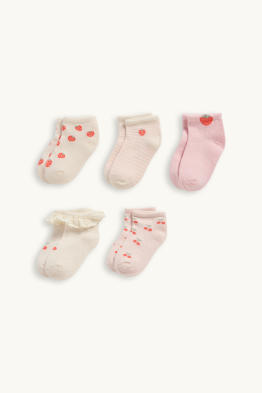 Multipack 5er - Kirsche, Erdbeere - Baby-Socken mit Motiv