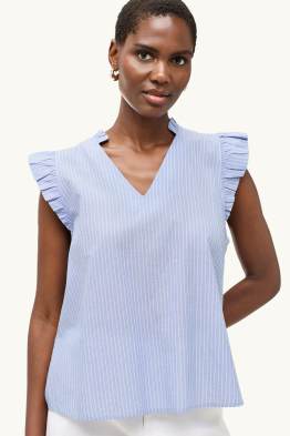 Bluse mit V-Ausschnitt - gestreift
