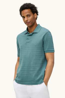 Gebreid poloshirt - regular fit - met structuur - gestreept