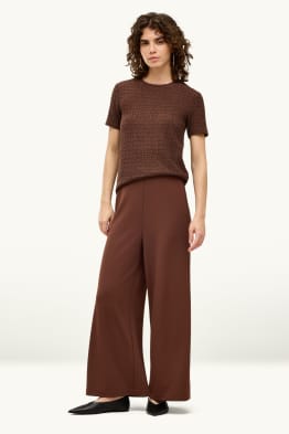 Broek van jersey - high waist - wide leg