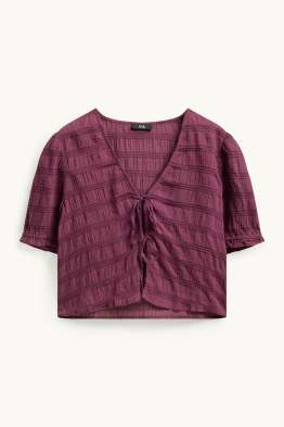 Crop Bluse - gesmokt