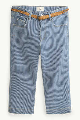 Capri Jeans - Mid Waist - Slim Fit - gestreift