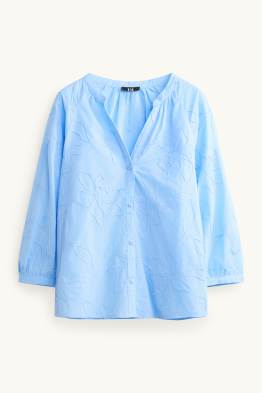 Chemisier avec encolure en V - à fleurs - finition texturée