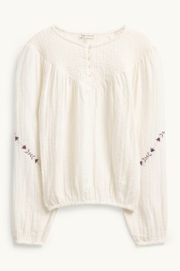 Blouse van mousseline - gesmokt