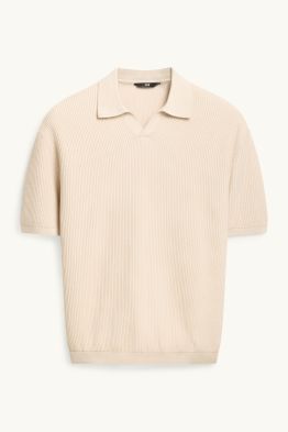 Gebreid poloshirt - ribstof