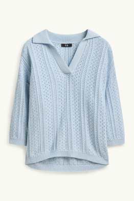 Pull en maille - manches courtes - finition texturée