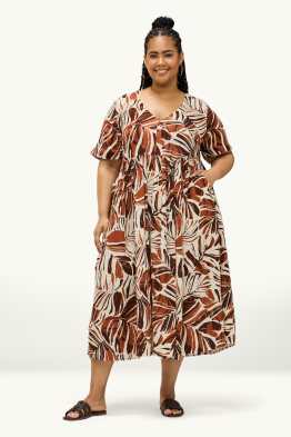 Robe évasée à col V - à motif