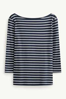 Longsleeve - slim fit - geribd - gestreept