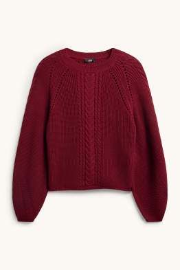 Pullover - Zopfmuster - gerippt
