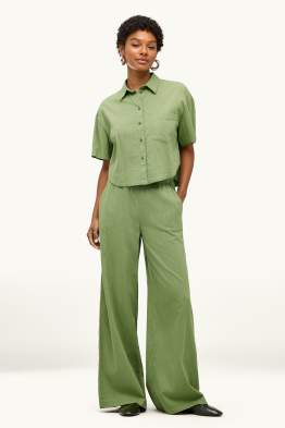 Pantalon - mid waist - wide leg