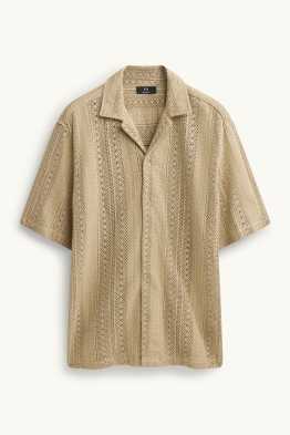 Chemise en maille - relaxed fit - col à revers - à rayures