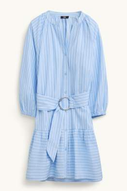 Vestito svasato con cintura - a righe