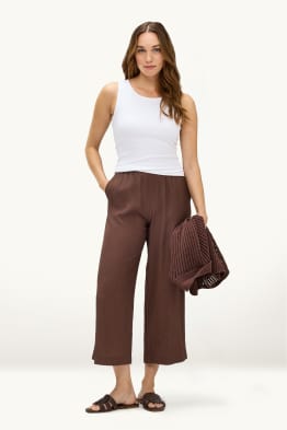 Pantalon en toile - mid waist - wide leg