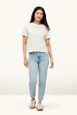 Mom jeans with rhinestones - high waist