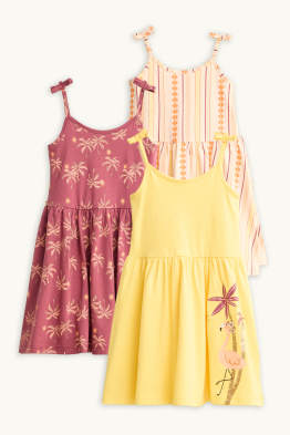 Set van 3 - palmbomen en flamingo - jurk
