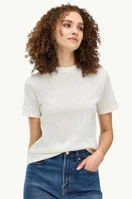 T-shirt - regular fit - finition côtelée