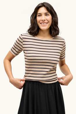 T-shirt d’- slim fit - finition côtelée - à rayures
