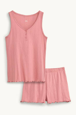 Pijama curt de teixit d’ordit calat