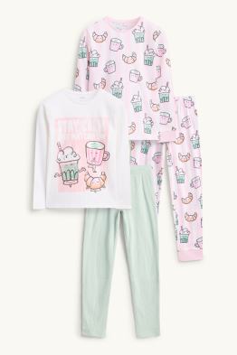 Multipack 2er - Frühstück - Pyjama - 4 teilig
