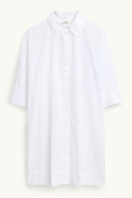 Blusenkleid - Straight Fit - Broderie Anglaise