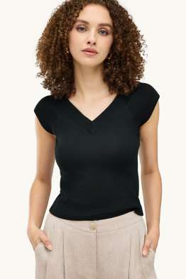 T-shirt avec encolure en V - slim fit