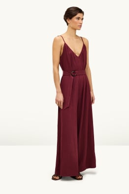 Jumpsuit met ceintuur - met structuur