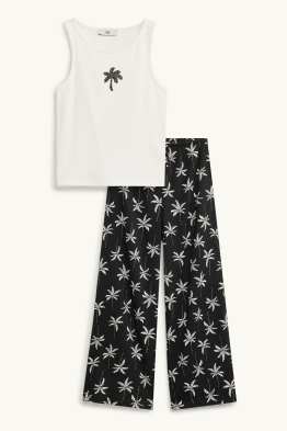 Palme - Set - Top und Stoffhose - gerippt - 2 teilig