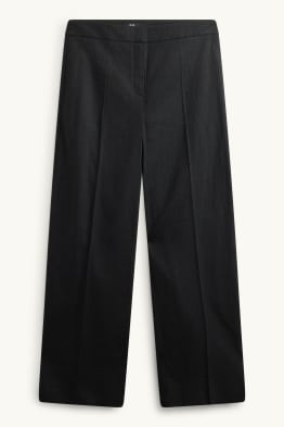 Pantalón de tela - high waist - wide leg - mezcla de lino