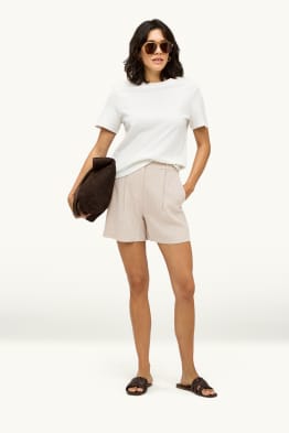 Shorts - Mid Waist - Leinen-Mix