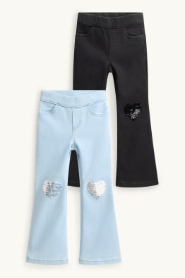 Paquet de 2 - cors - jeggings acampanats - efecte brillant