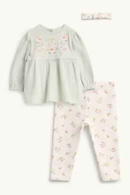 Blümchen - Baby-Outfit - 3 teilig