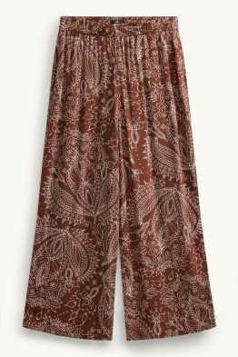 Kortere pantalon - high waist - wide leg - met patroon