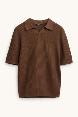 Strick-Poloshirt - gerippt