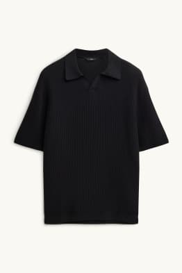 Gebreid poloshirt - ribstof
