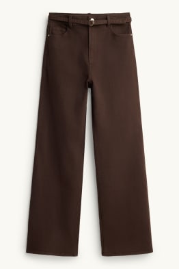 Wide leg jeans cu curea - talie înaltă