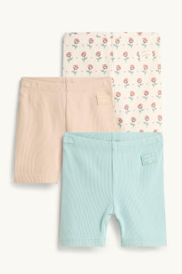 Multipack 3er - Blümchen - Baby-Leggings - gerippt