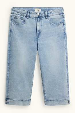 Capri džíny s páskem- mid waist - slim fit