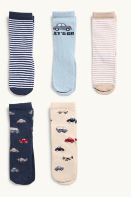 Multipack of 5 - car and aeroplane - baby socks