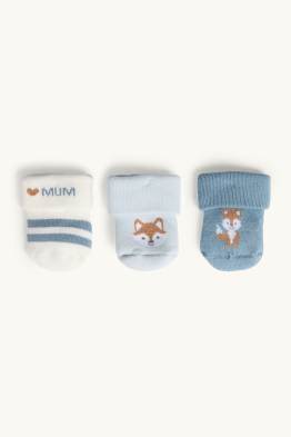 Set van 3 paar - vos - newbornsokken met motief