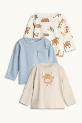 Lot de 3 - taureau et forêt - hauts à manches longues bébé