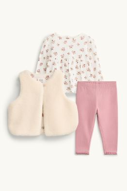 Petites fleurs - tenue pour bébé - 3 pièces