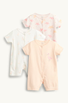 Multipack 3 buc. - flamingo și palmier - pijama salopetă bebeluși