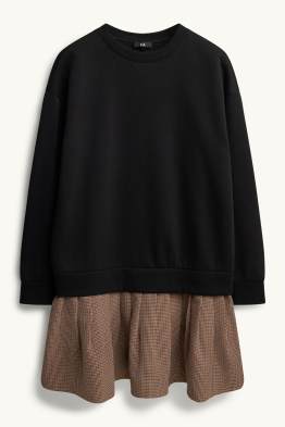 Rochie fit & flare - aspect 2 în 1 - în carouri