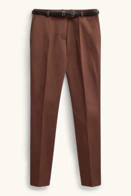Pantaloni de stofă cu curea - talie medie - tapered fit