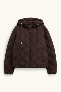 Quilted jacket with hood - water-repellent