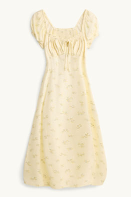 Robe à fente - à fleurs - smockée