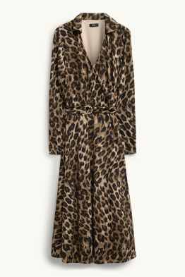 Vestit fit & flare amb cinturó - estampat de lleopard