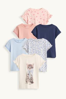 Set van 6 - bloem en kat - T-shirt